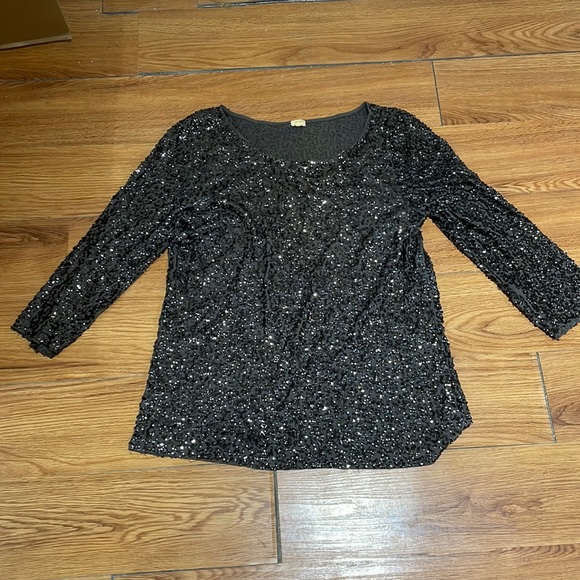 J. Crew Black Sequence Top - Picture 1 of 3